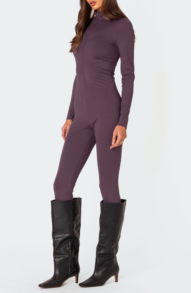 EDIKTED Zip Front Long Sleeve Jumpsuit, Alternate, color,