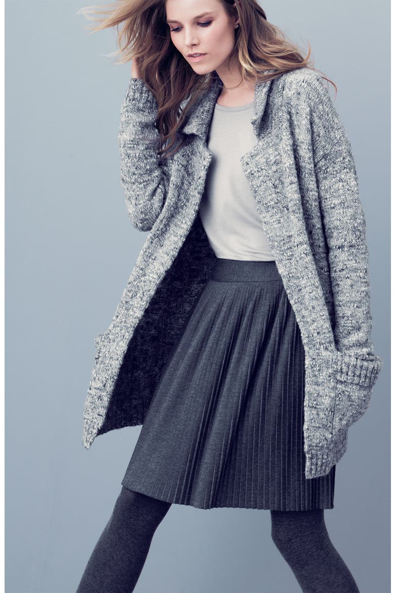 Pleated Knit Skirt, Alternate, color, BLACK