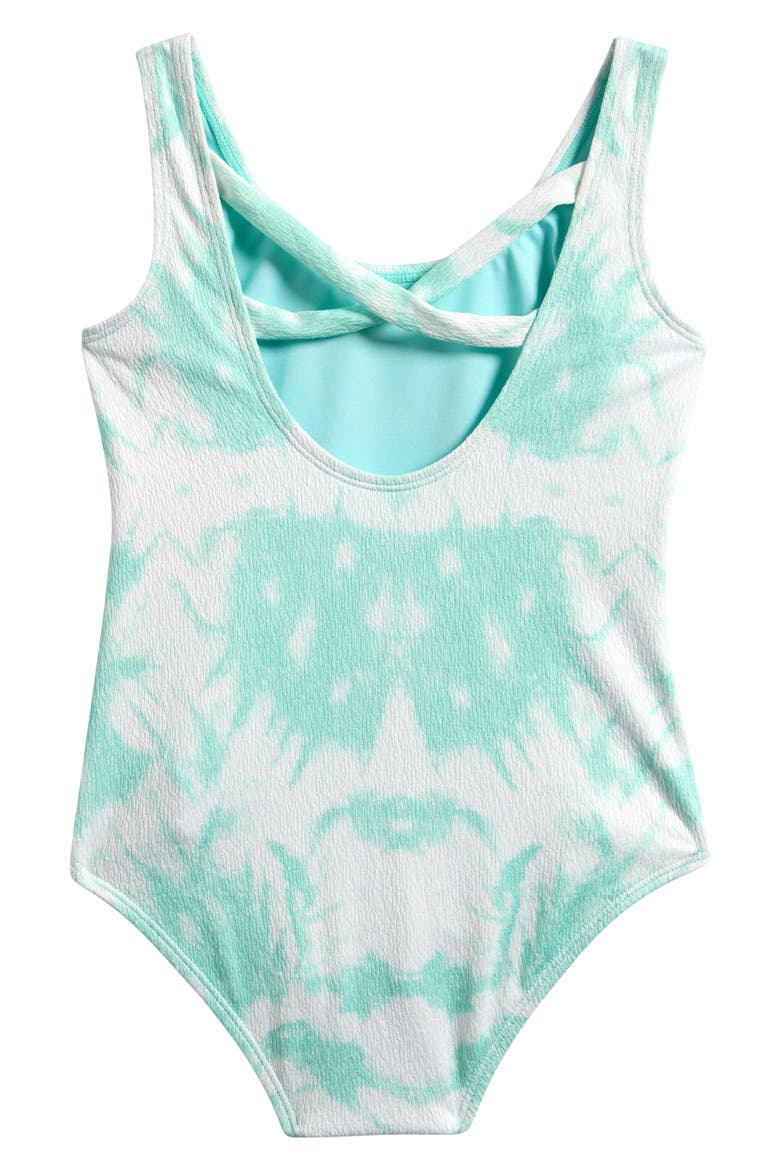 Kids' Crisscross Strap Textured One-Piece Swimsuit, Alternate, color, MINT