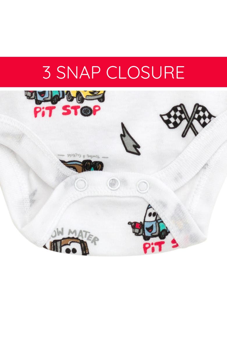Pixar 3-Pack Short Sleeve Bodysuits, Alternate, color, Red Grey White