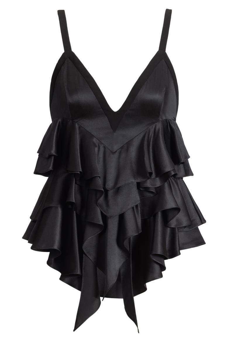 Satin top with thin straps, Alternate, color, black