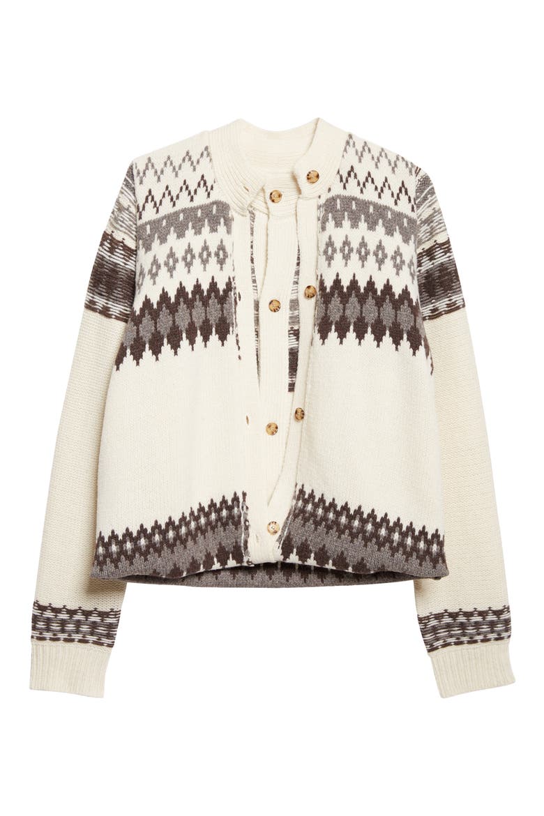 Fold-Up Fair Isle Wool Blend Cardigan, Alternate, color, IVORY MULTI
