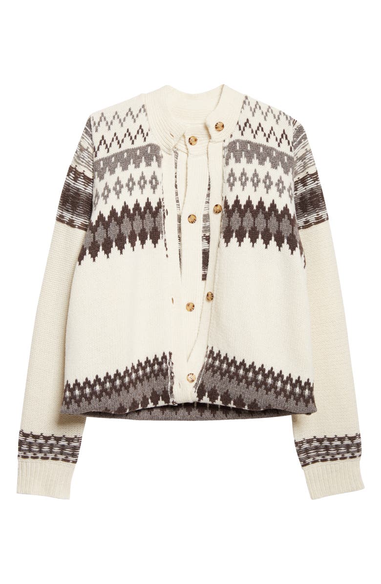 MONSE Fold-Up Fair Isle Wool Blend Cardigan, Alternate, color, Ivory Multi