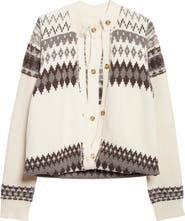 MONSE Fold-Up Fair Isle Wool Blend Cardigan