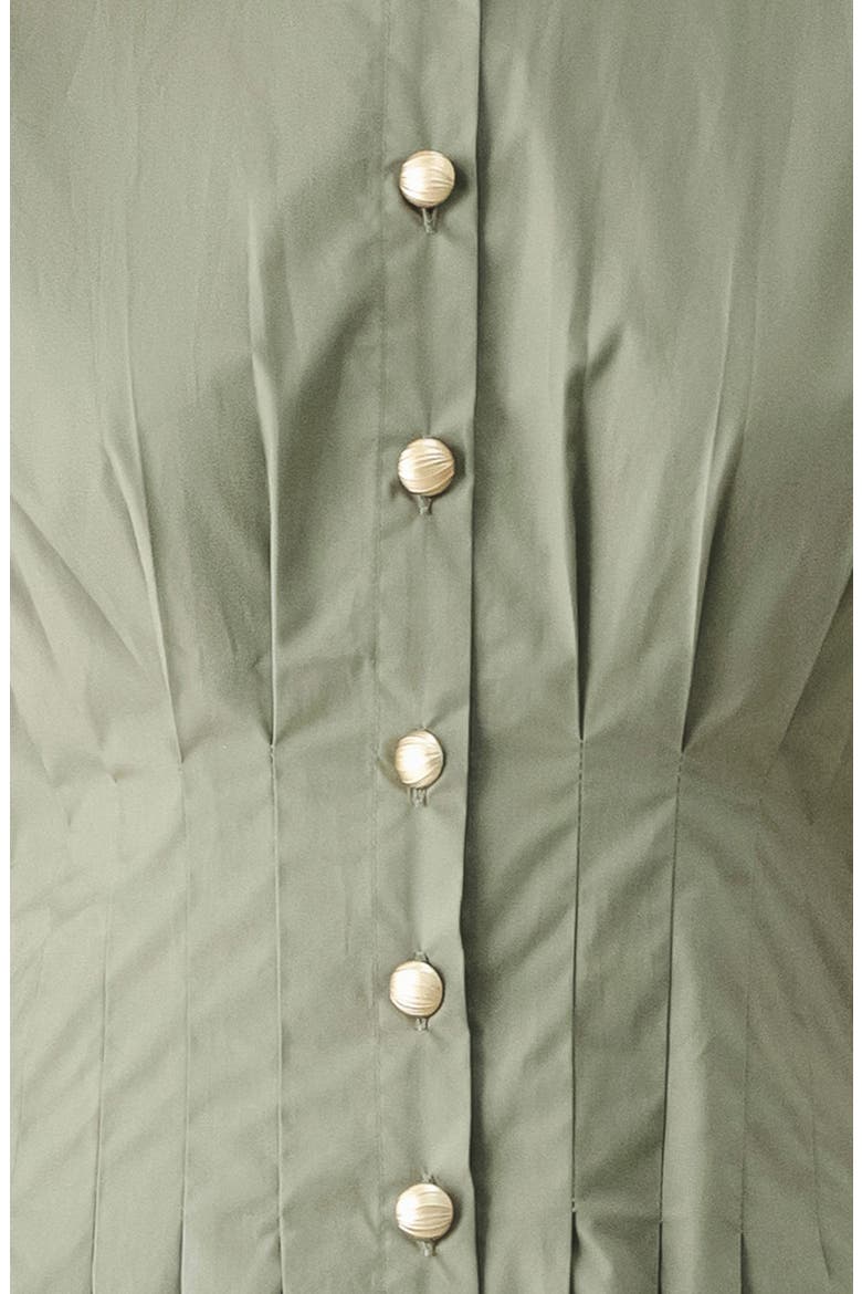 Pleated Cotton Shirtdress, Alternate, color, OLIVE