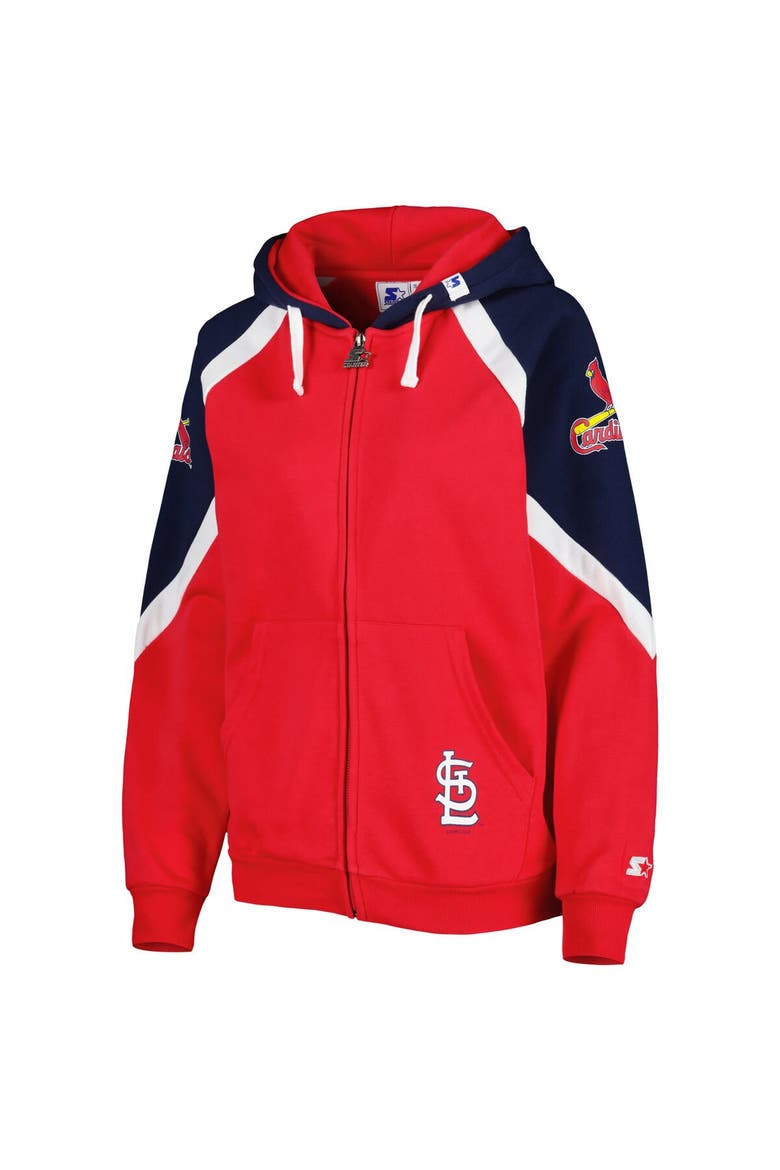 Women's Starter Red/Navy St. Louis Cardinals Hail Mary Full-Zip Hoodie, Alternate, color, Red