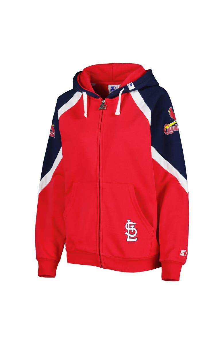 STARTER Women's Starter Red/Navy St. Louis Cardinals Hail Mary Full-Zip Hoodie, Alternate, color, Red