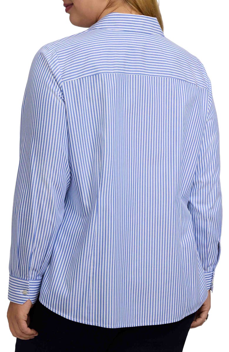 Foxcroft Dianna Stripe Cotton Button-Up Shirt, Alternate, color, Powder Blue/ White