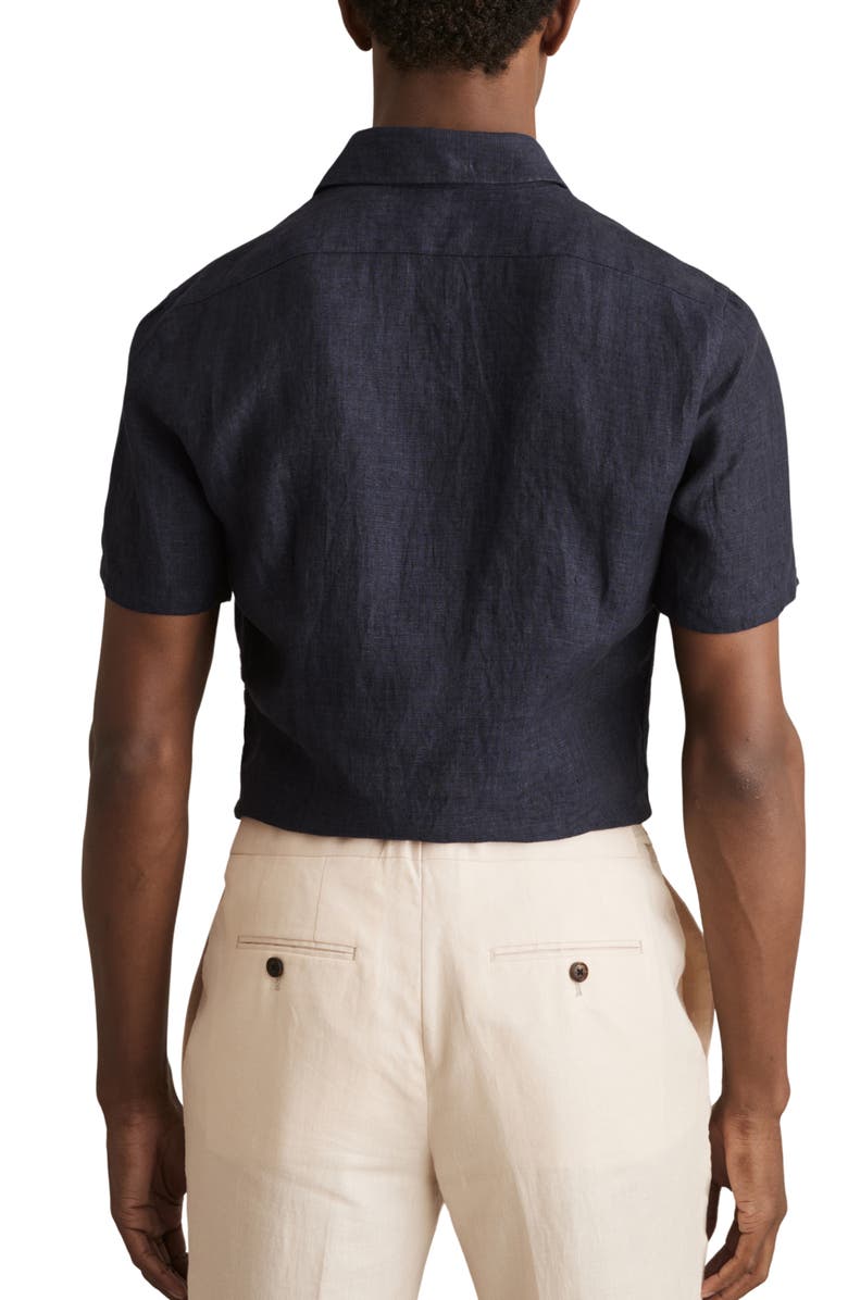 Reiss Holiday Short Sleeve Linen Button-Up Shirt, Alternate, color, 
