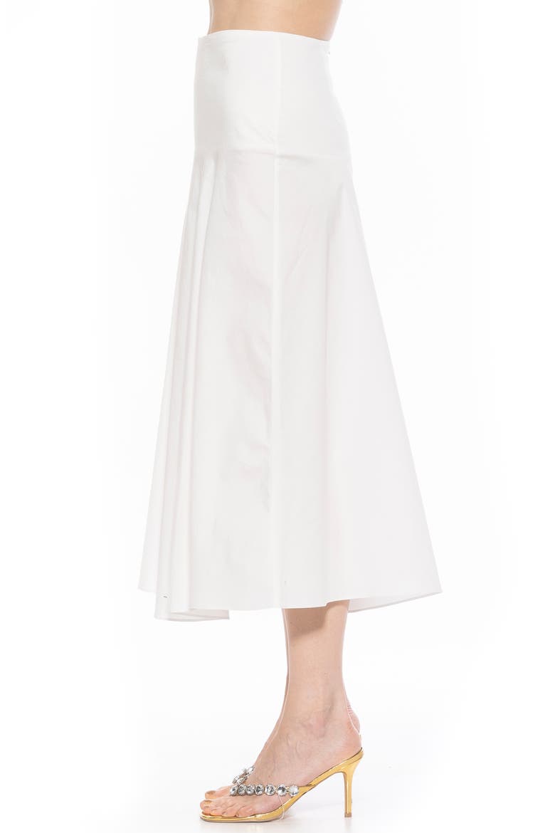 Hadley Stretch Cotton Midi Skirt, Alternate, color, WHITE