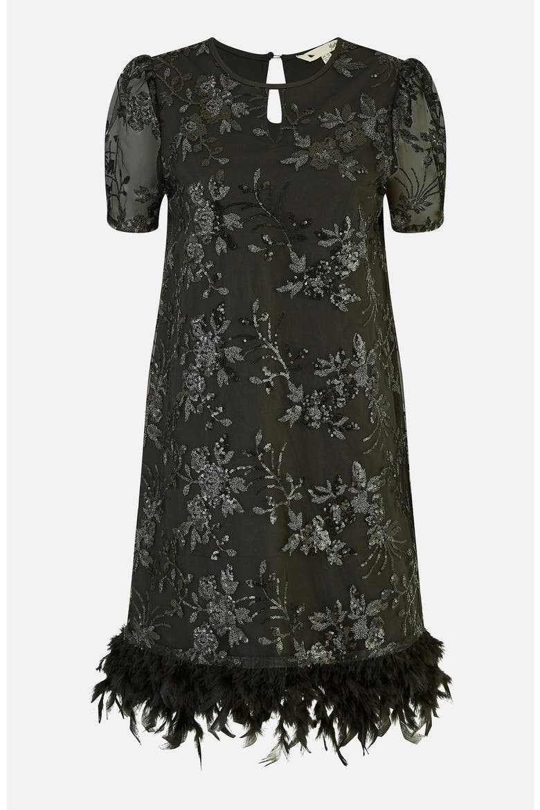 Sequin Embellished Floral Tunic Dress, Alternate, color, Black