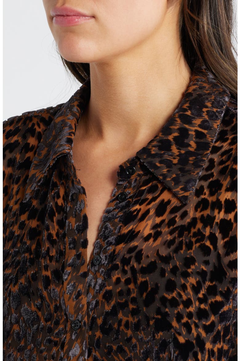 Desano Cheetah Velvet Burnout Button-Up Shirt, Alternate, color, LANDSLIDE MULTI