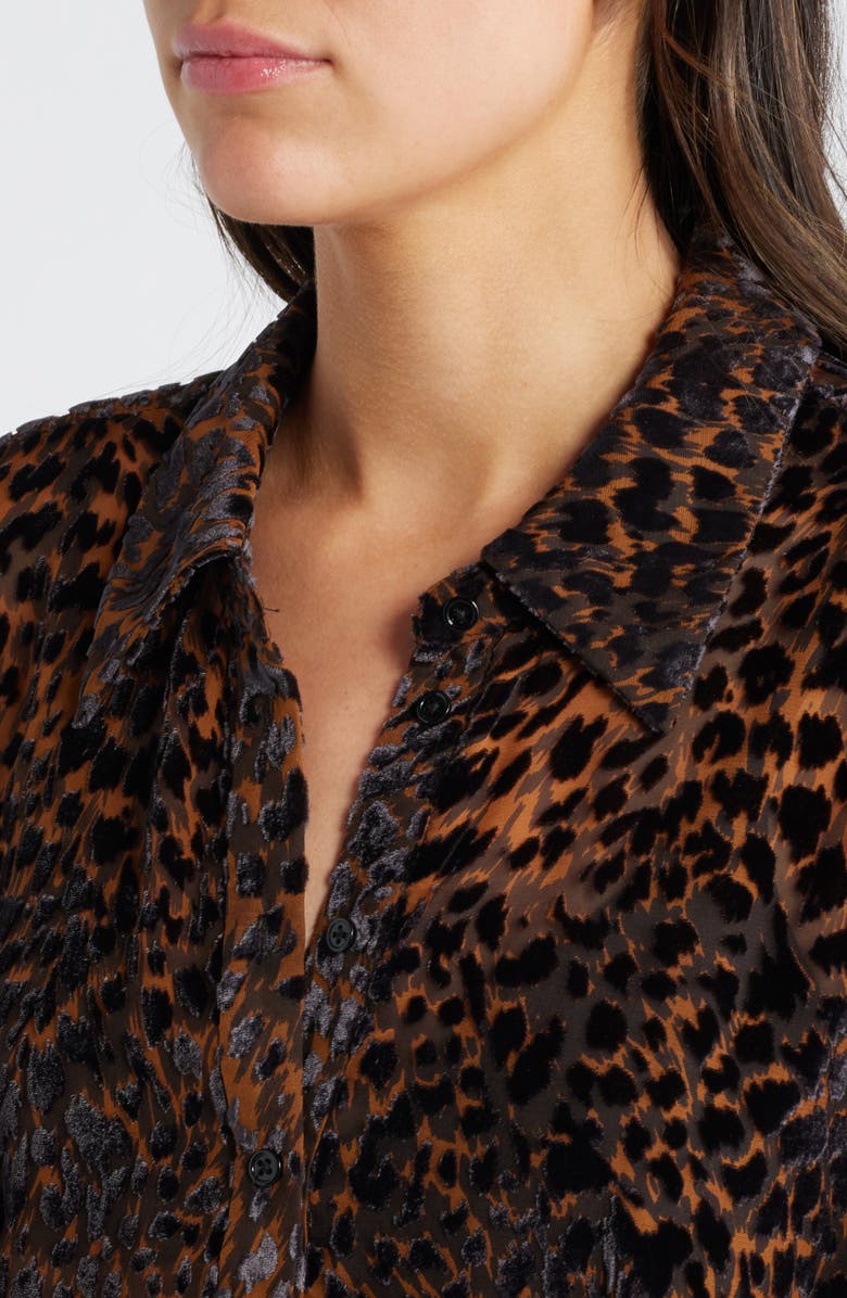 PAIGE Desano Cheetah Velvet Burnout Button-Up Shirt, Alternate, color, Landslide Multi