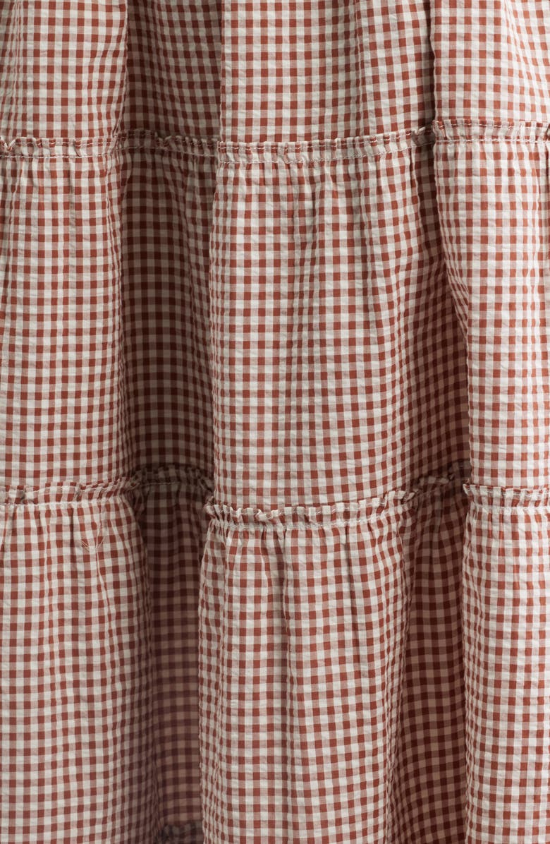 Hill House Home The Ellie Smocked Waist Midi Dress, Alternate, color, Rust Gingham