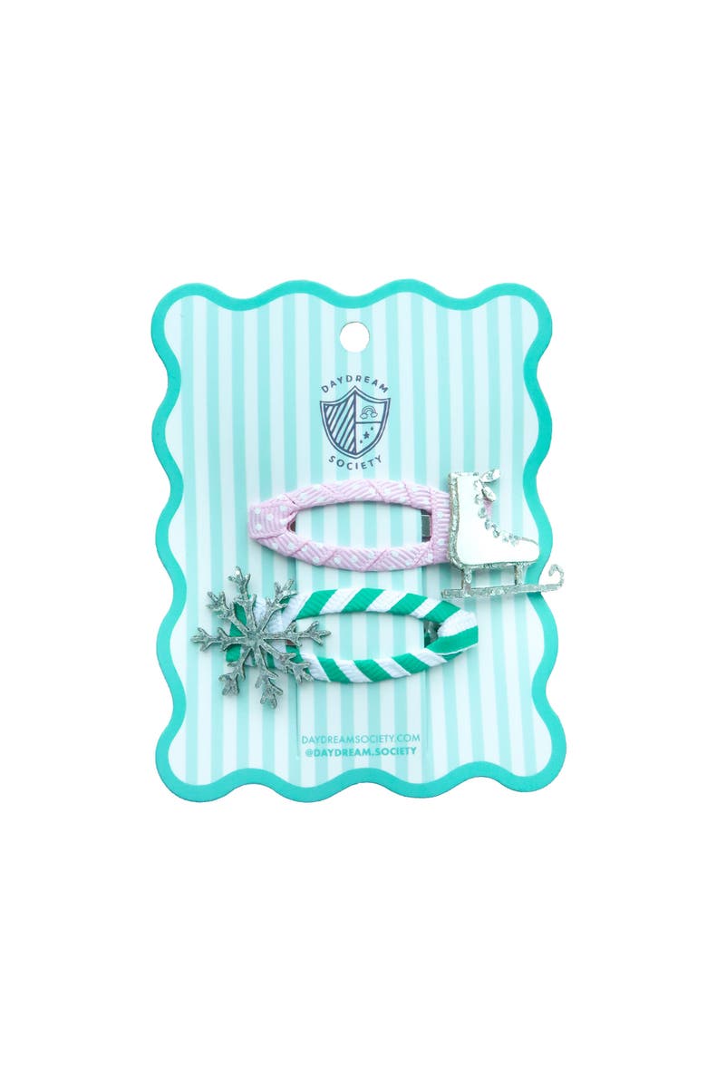 Daydream Society Ice Skate and Snowflake Winter Hair Clip Set, Main, color, Assorted Pre-Pack