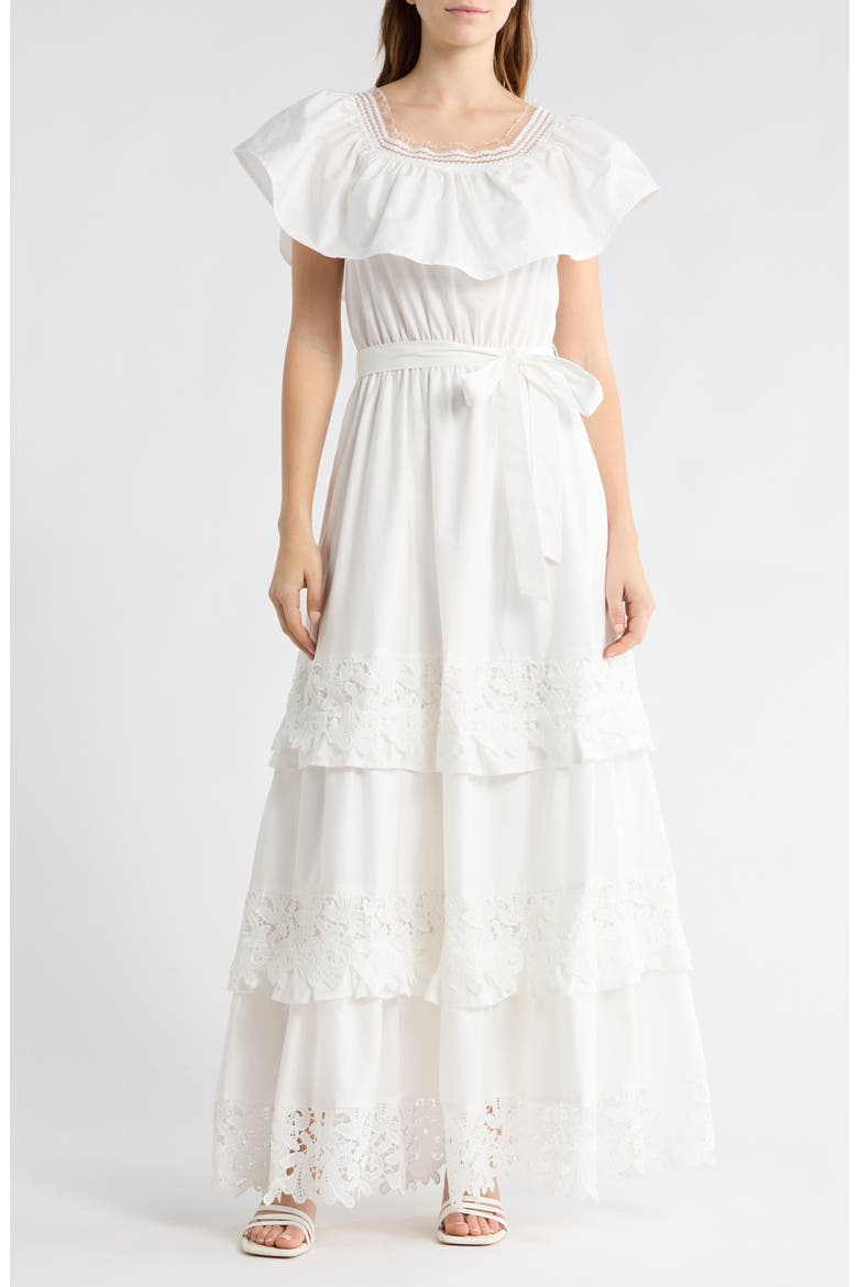 Jane Off the Shoulder Maxi Dress, Main, color, WHITE