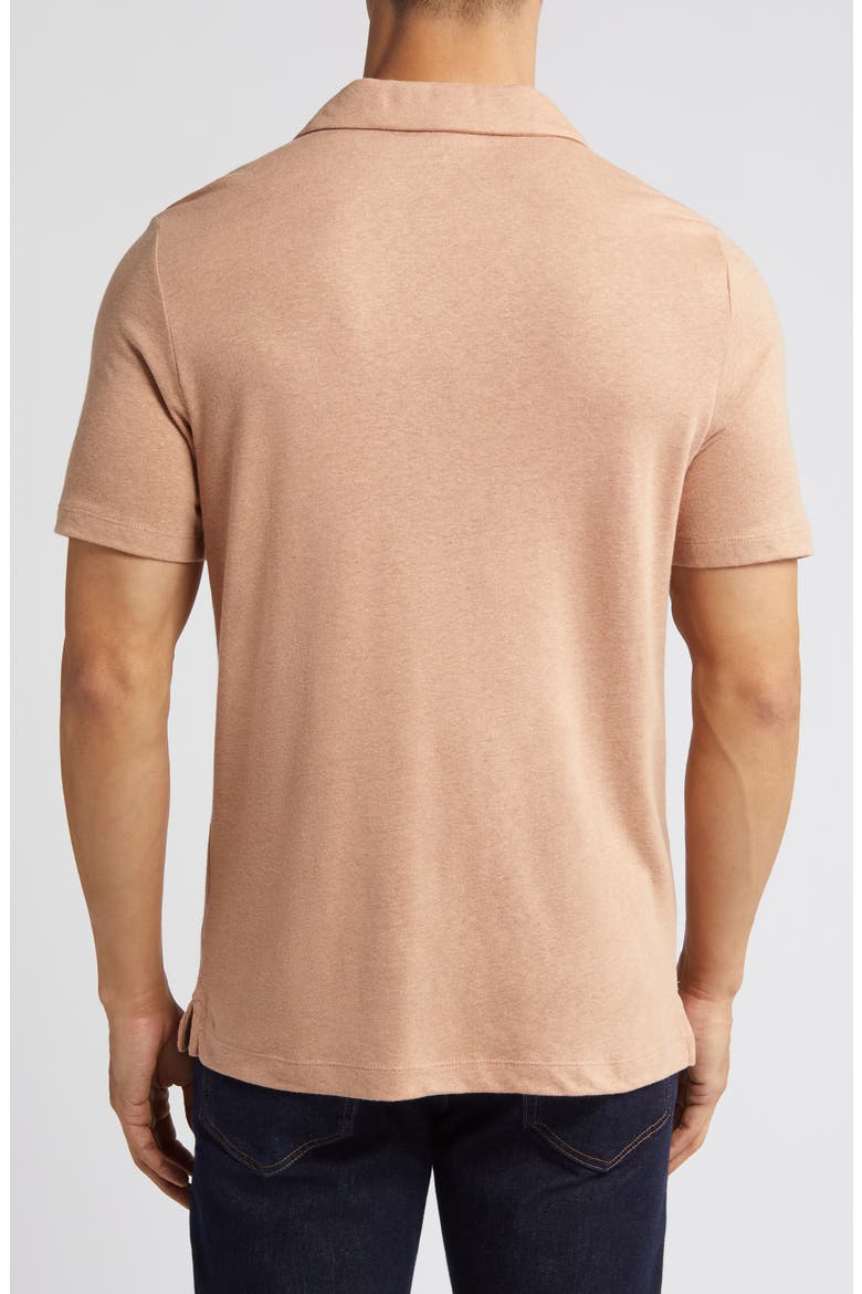 Linen Blend Johnny Collar Polo, Alternate, color, MELON