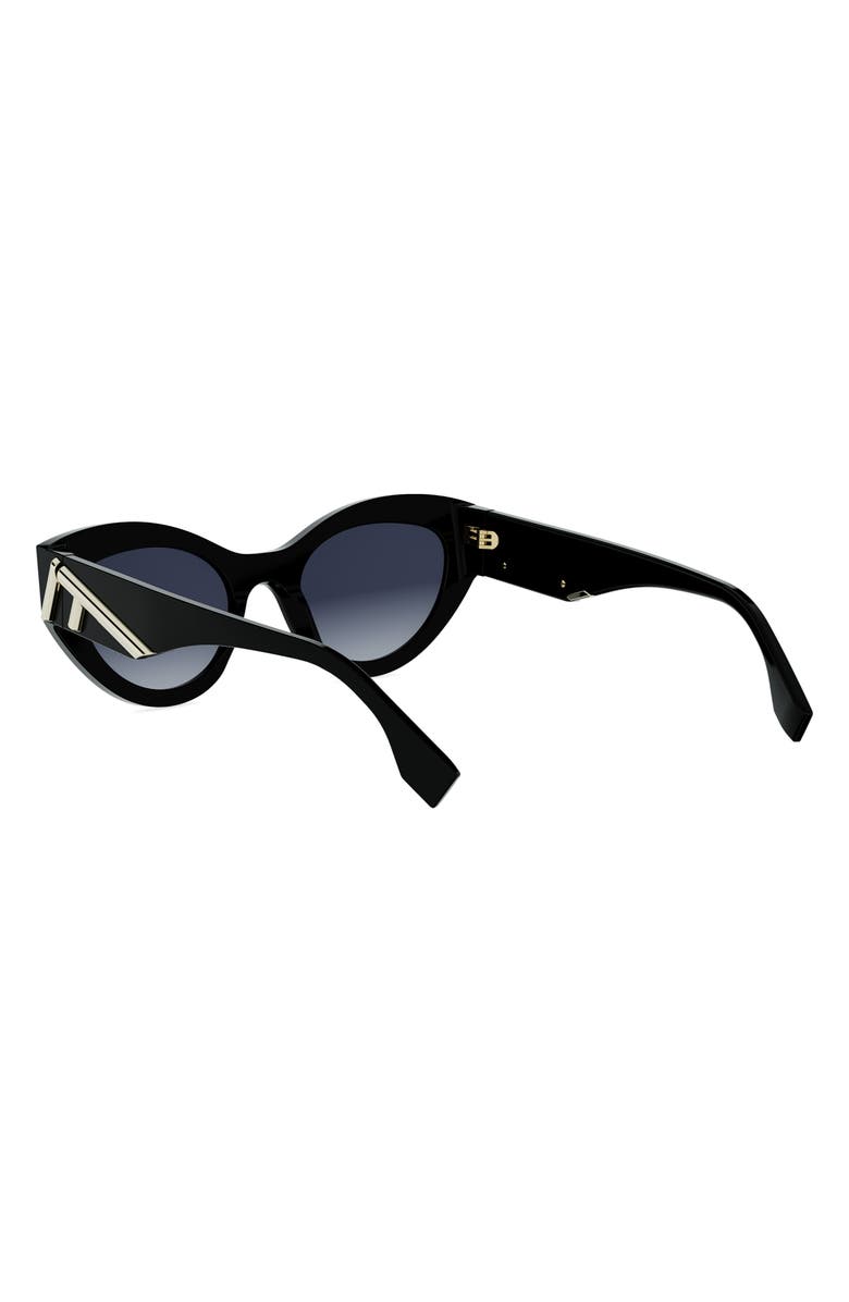 Fendi First 62mm Cat Eye Sunglasses, Alternate, color, Shiny Black / Gradient Blue