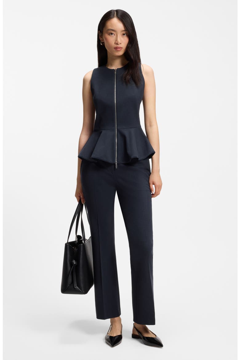 Talia Flared Crop Ponte Pants, Alternate, color, SKY CAPTAIN