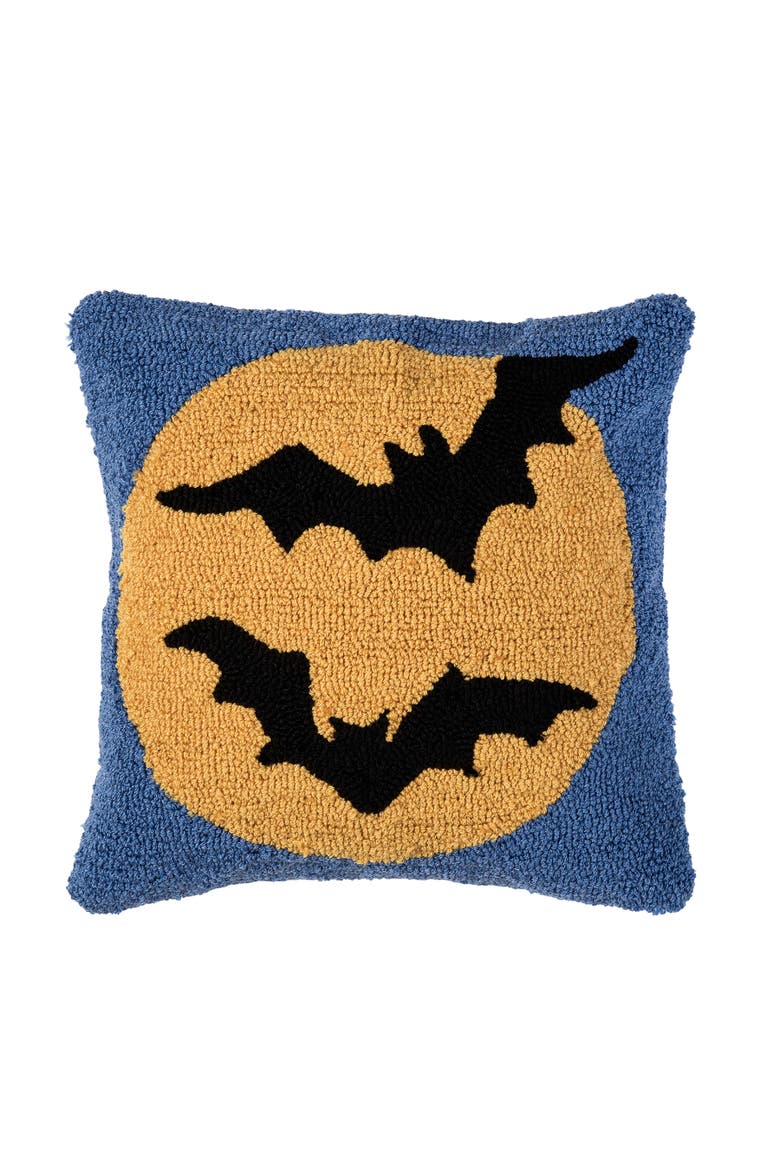 Witch Moonlight Halloween Hooked Accent Throw Pillow, Main, color, Black