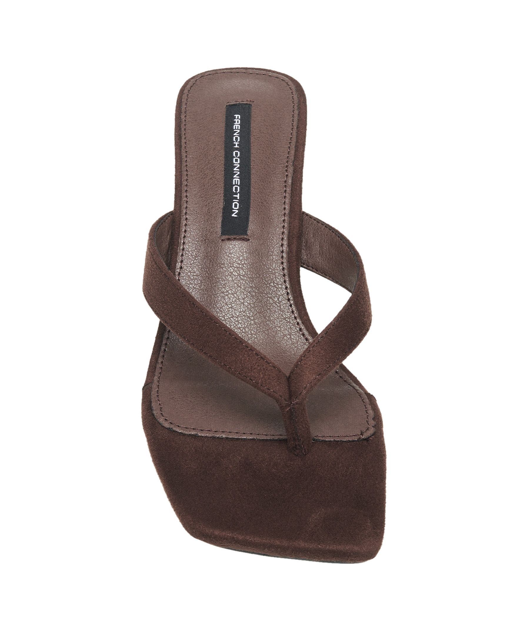 Trinity Faux Suede Thong Kitten Heel, Alternate, color, Brown