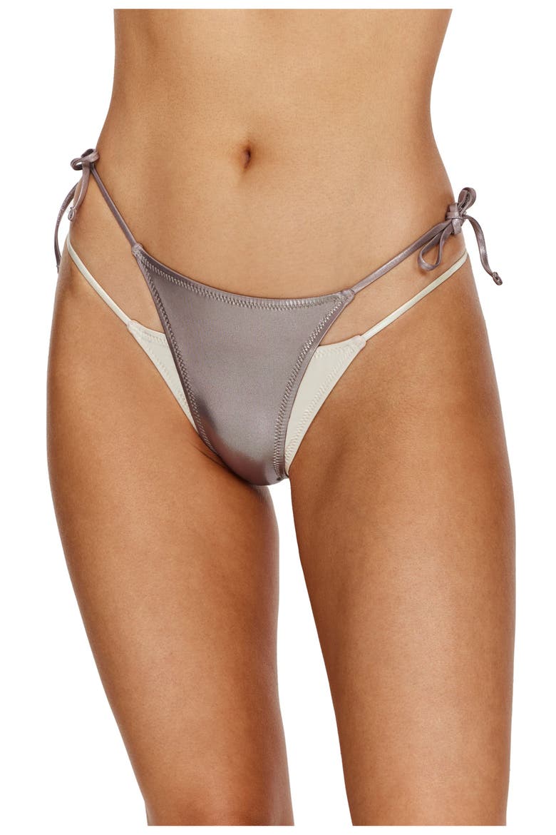 Moonlight Layered Side Tie Bikini Bottom, Main, color, Grey-Natural