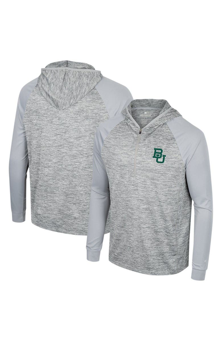 COLOSSEUM Men's Colosseum Gray Baylor Bears Cybernetic Raglan Quarter-Zip Hooded Top, Main, color, Gray