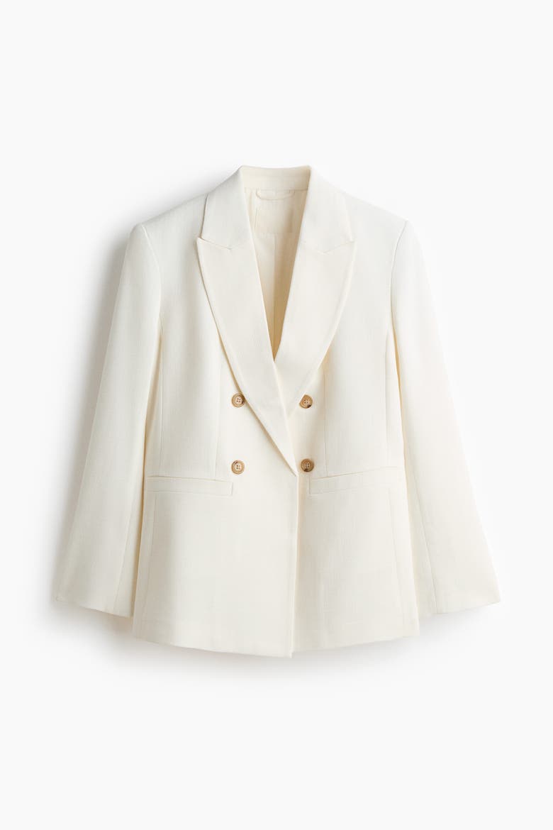 Double-breasted Viscose-blend Blazer, Alternate, color, Cream