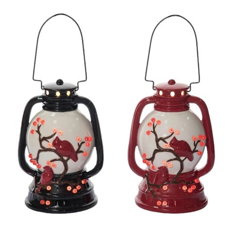 Dolomite Light Up Cardinal Lantern Set of 2 for Christmas Decor