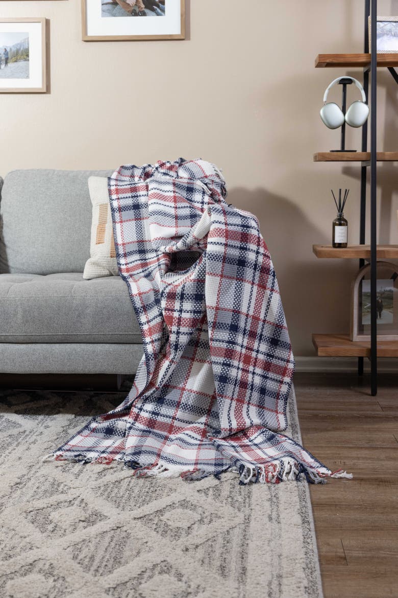 Plaid Lightweight Turkish Throw Blanket, Alternate, color, White