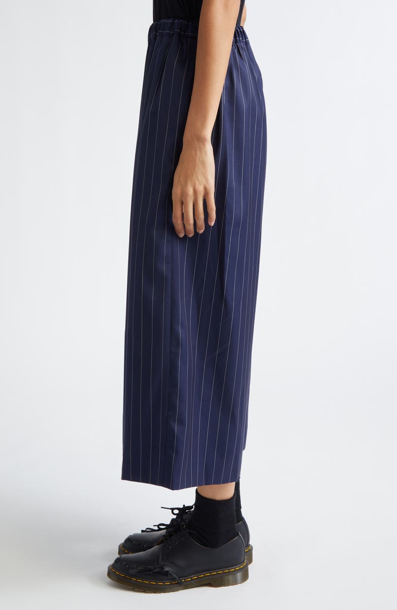 Comme des Garçons Pinstripe Wool & Silk Blend Wide Leg Pants, Alternate, color, Navy