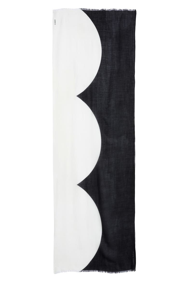 Cloud Cashmere Fringe Scarf, Main, color, BLACK-WHITE