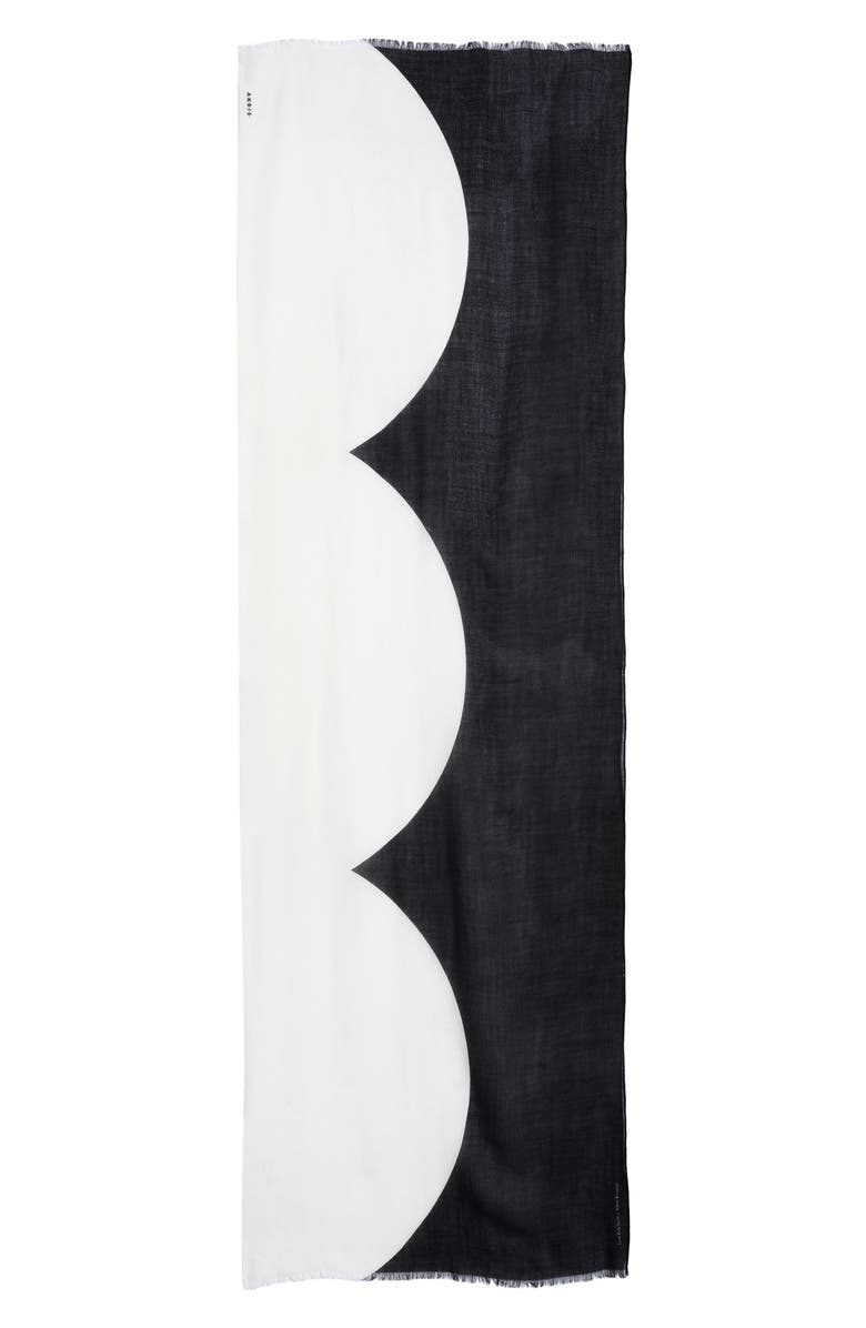 Akris Cloud Cashmere Fringe Scarf, Main, color, Black-White
