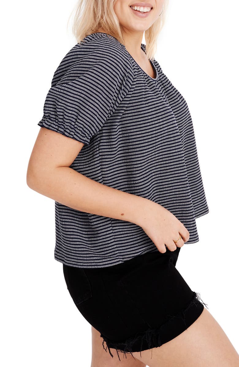 Madewell Texture & Thread Stripe Peasant Top, Alternate, color,