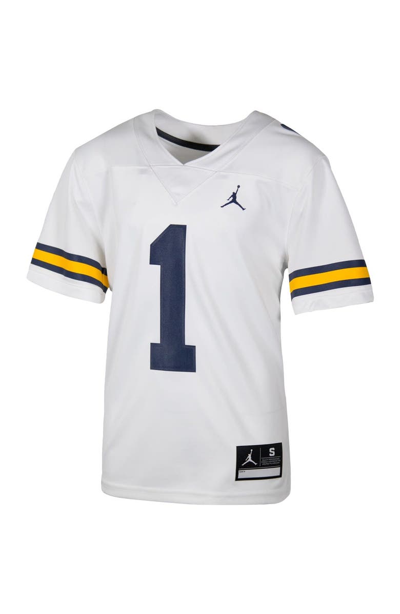 Jordan Brand Youth Jordan Brand #1 White Michigan Wolverines Team Replica Football Jersey, Alternate, color,