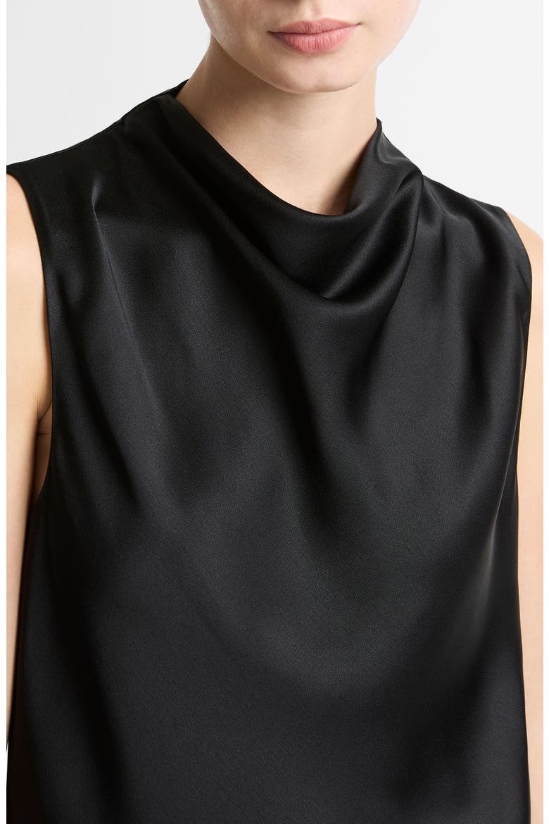 Cowl Neck Sleeveless Satin Top, Alternate, color, BLACK