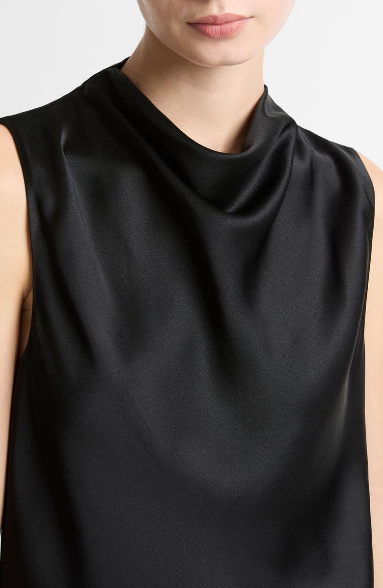 Vince Cowl Neck Sleeveless Satin Top, Alternate, color, Black