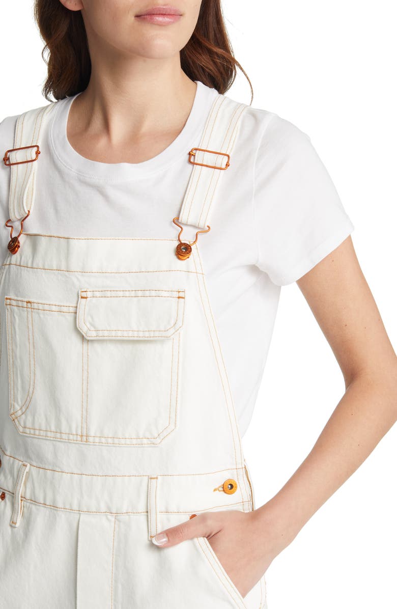 SLVRLAKE Nonstretch Denim Short Overalls, Alternate, color, Natural White