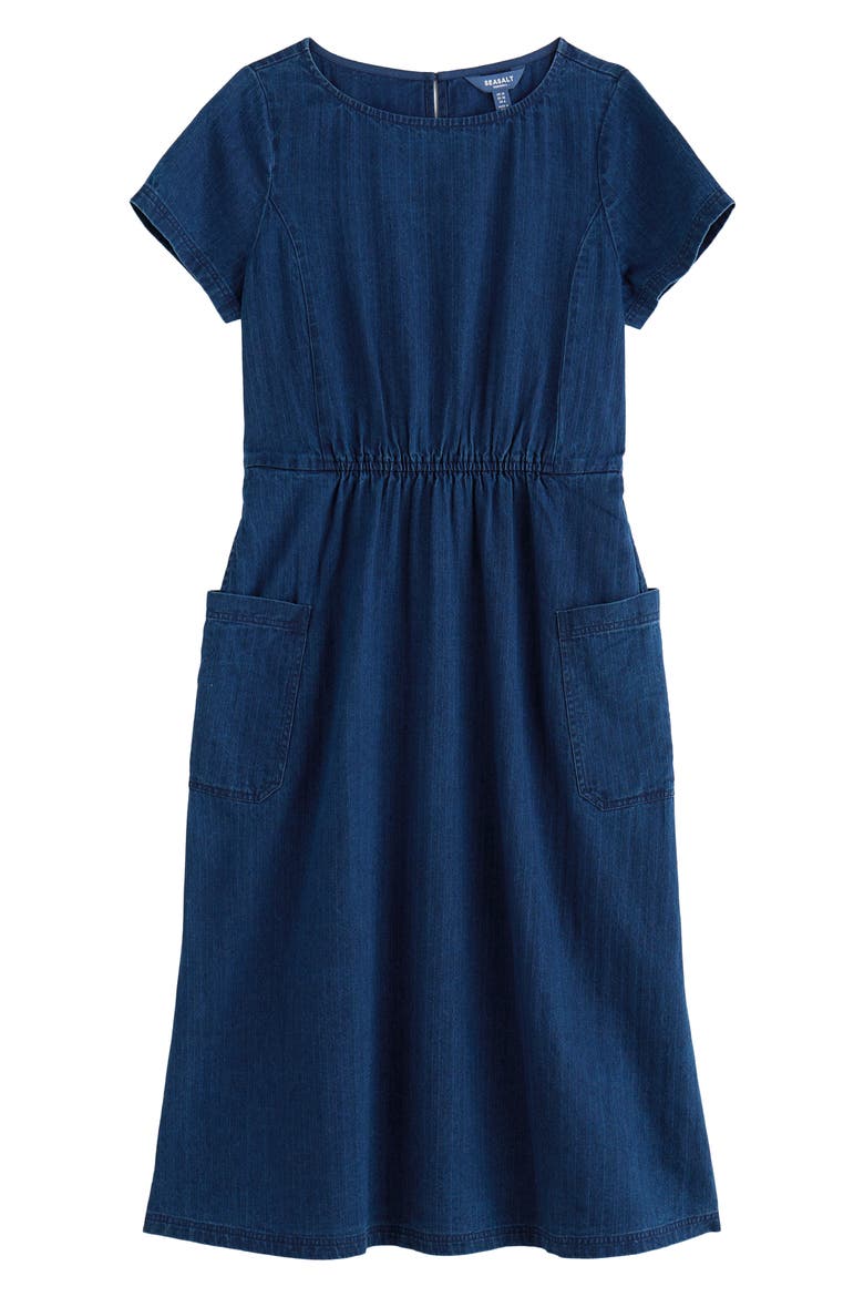 Haneth Organic Cotton Midi Dress, Alternate, color, MID WASH