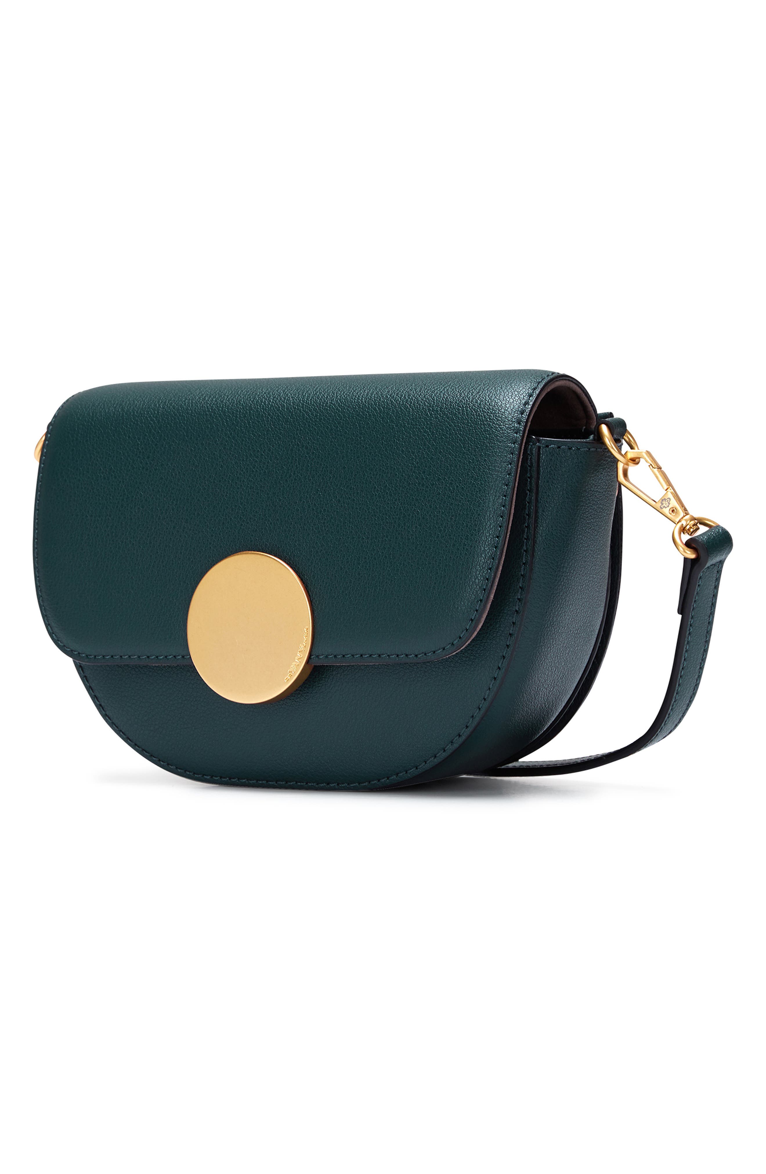Lottie Leather Saddle Crossbody Bag, Alternate, color, DEEP GREEN