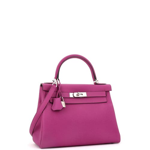 Pre-owned Hermes Hermes Kelly Handbag Pink Togo With Palladium Hardware 28 In Purple