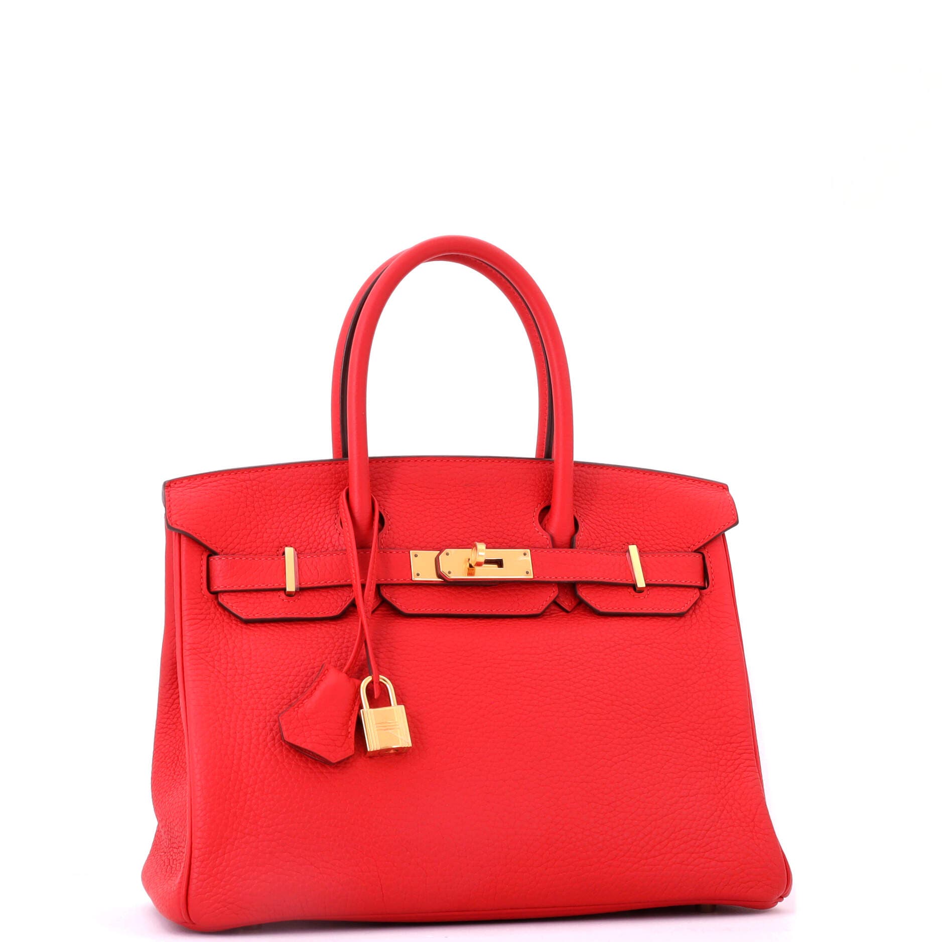 Pre-Owned Hermes Birkin Handbag Red Clemence with Gold Hardware 30, Alternate, color, Rouge Tomate