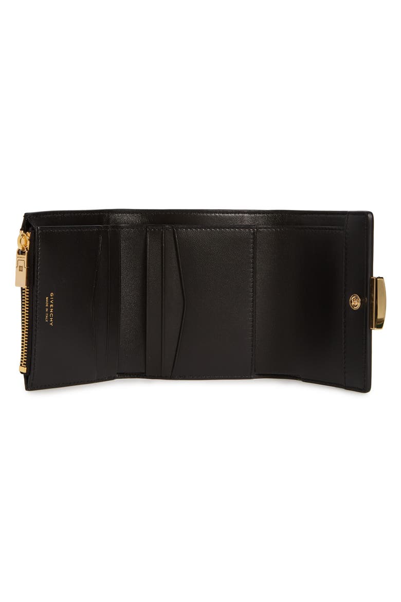 4G Leather Trifold Wallet, Alternate, color, BLACK