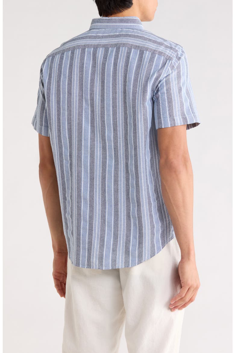 Stripe Cotton Button-Up Shirt, Alternate, color, COPEN BLUE