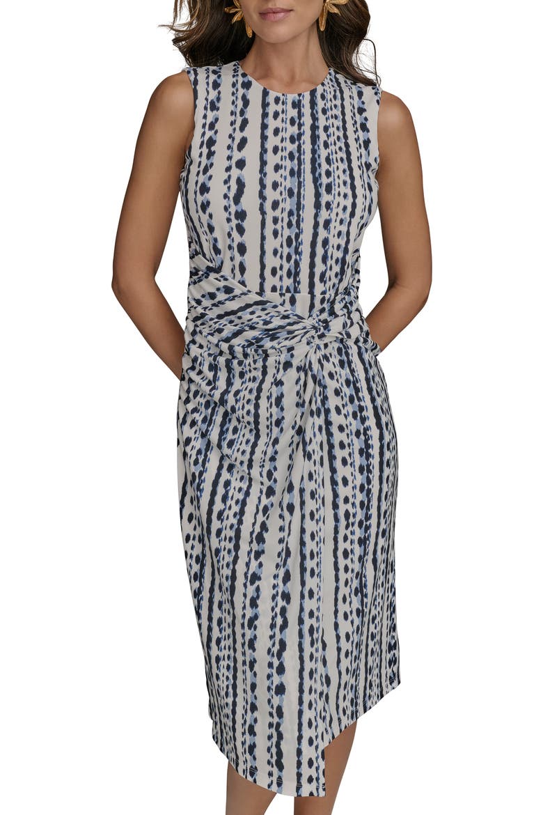 Abstract Print Gathered Sheath Dress, Alternate, color, INK MULTI