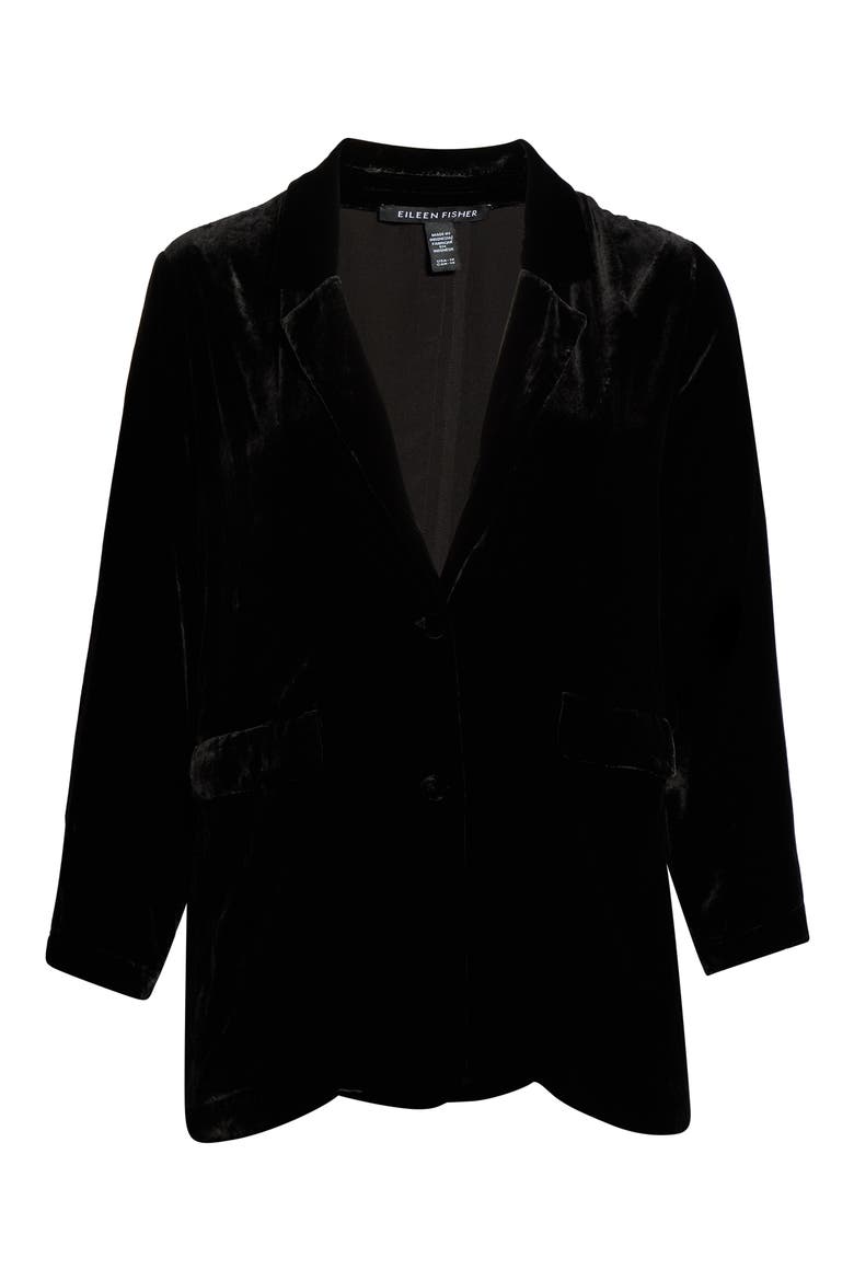 Velvet Long Blazer, Alternate, color, BLACK