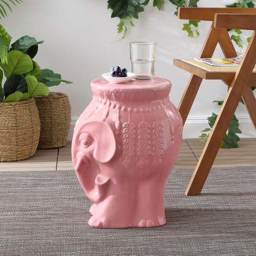 JONATHAN Y JONATHAN Y ORLA 18.5" MODERN BOHEMIAN ELEPHANT CERAMIC GARDEN STOOL