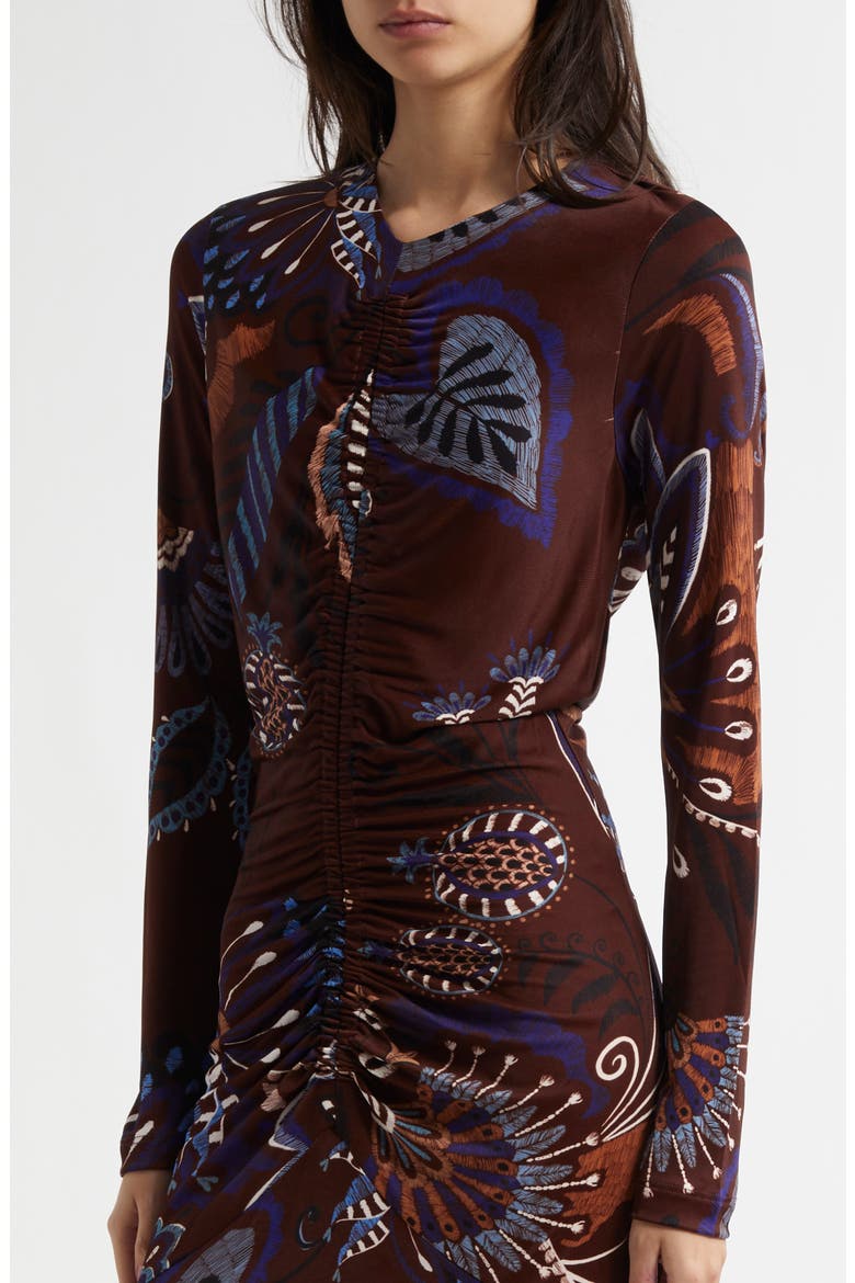 brown delicate garden long sleeve maxi dress FARM Rio (Women) Liberty Hardware 3-3/4