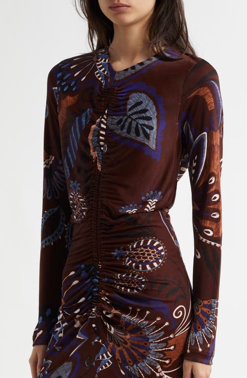 Farm Rio Floral Midi Dress In Delicate Garden Brown