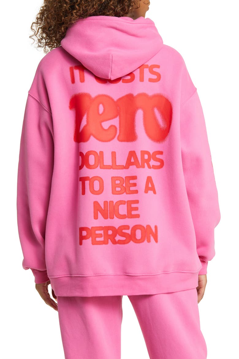 It Costs Zero Graphic Hoodie, Alternate, color, PINK